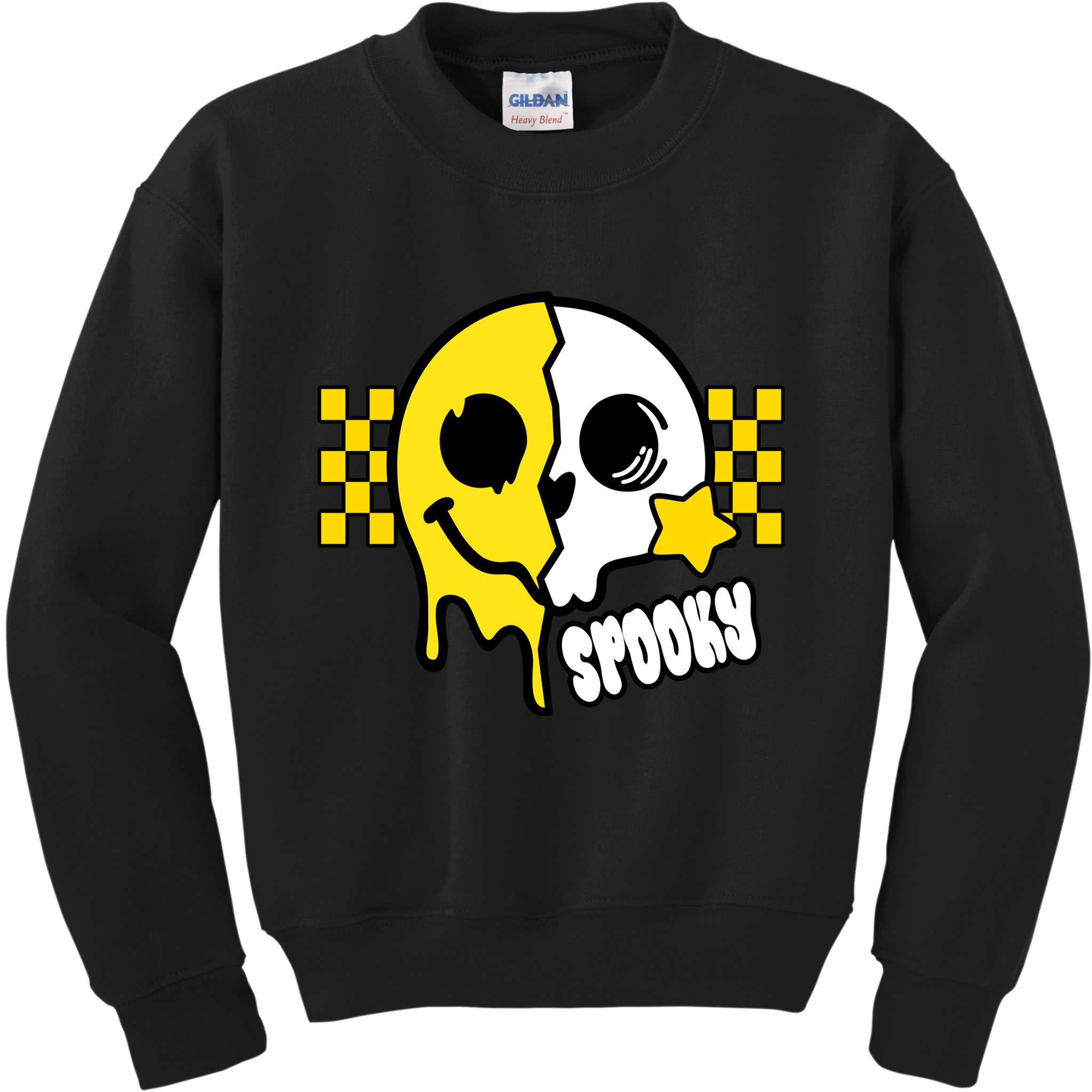 Spooky Retro Smile Skeleton Halloween Kids Sweatshirt