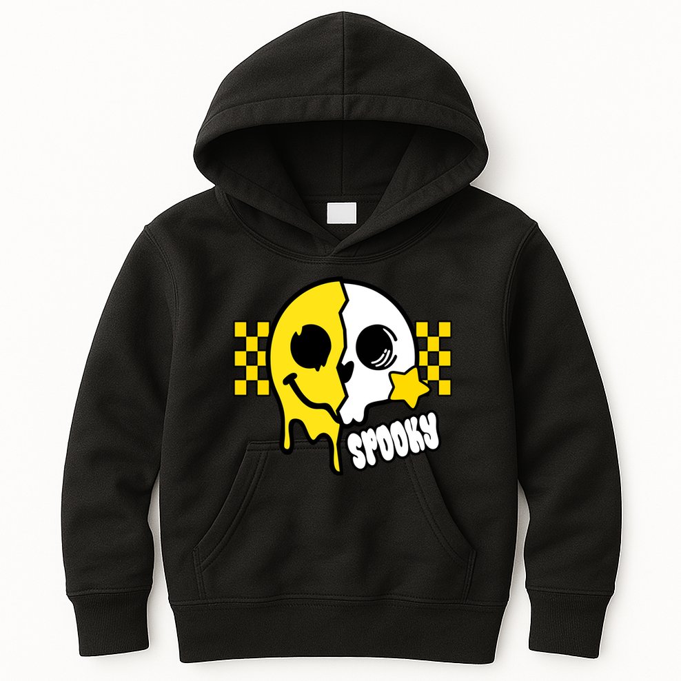 Spooky Retro Smile Skeleton Halloween Kids Hoodie