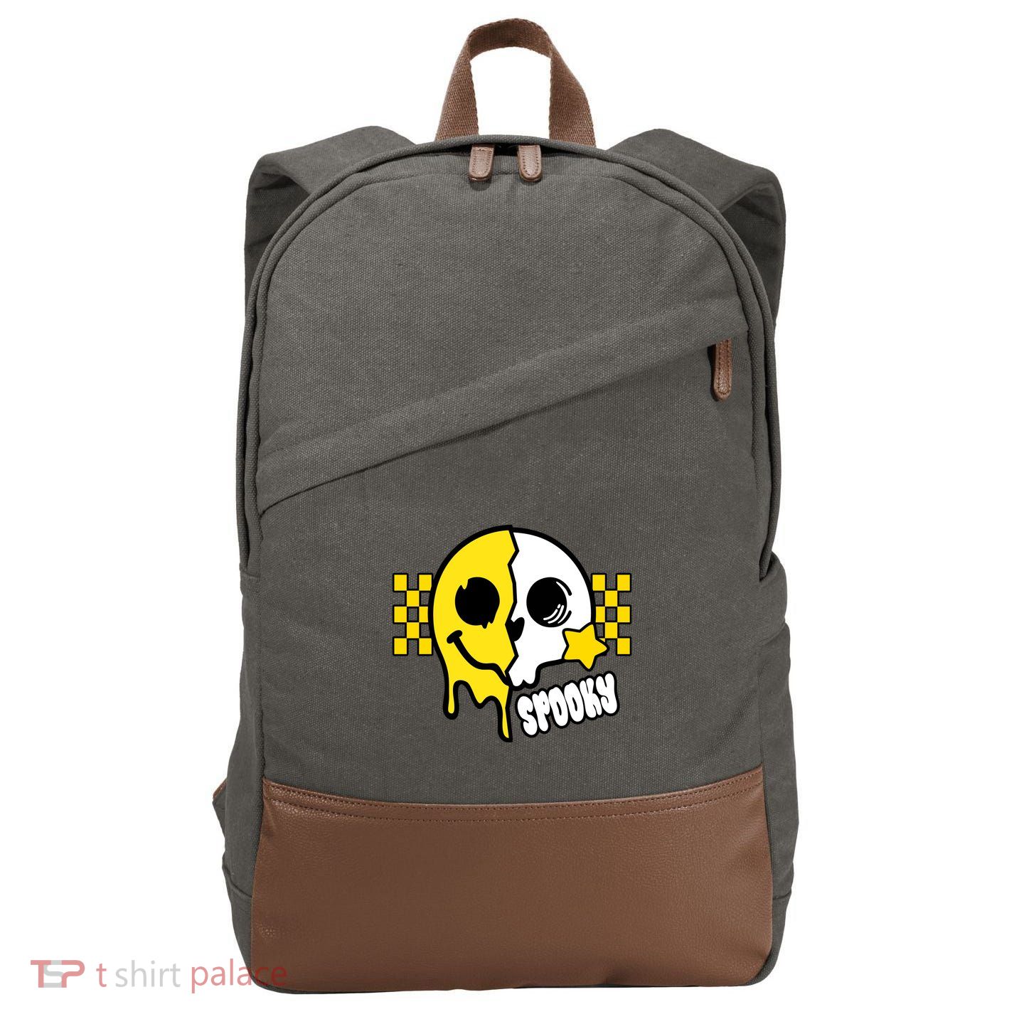 Spooky Retro Smile Skeleton Halloween Cotton Canvas Backpack