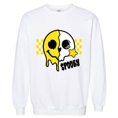 Spooky Retro Smile Skeleton Halloween Garment-Dyed Sweatshirt