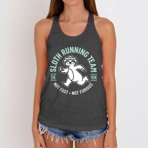 Sloth Running Team Not Fast Not Furious Women's Knotted Racerback Tank