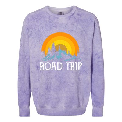 Sunset Road Trip Camping Gift Camper Holiday Colorblast Crewneck Sweatshirt