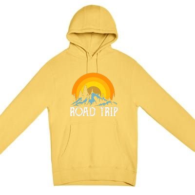 Sunset Road Trip Camping Gift Camper Holiday Premium Pullover Hoodie