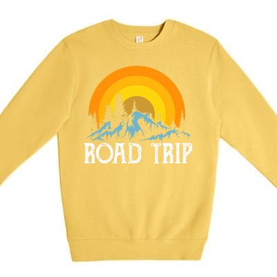 Sunset Road Trip Camping Gift Camper Holiday Premium Crewneck Sweatshirt