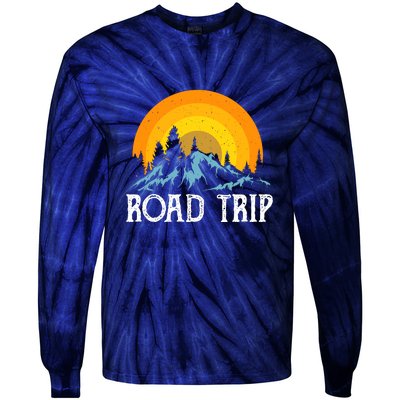 Sunset Road Trip Camping Gift Camper Holiday Tie-Dye Long Sleeve Shirt