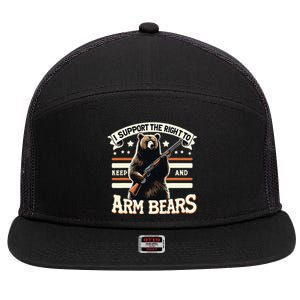 Support Right To Keep And Arm Bears Humorous Wildlife Rights 7 Panel Mesh Trucker Snapback Hat