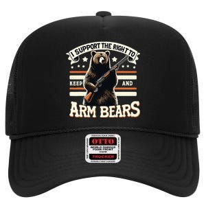 Support Right To Keep And Arm Bears Humorous Wildlife Rights High Crown Mesh Back Trucker Hat