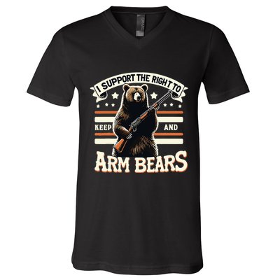 Support Right To Keep And Arm Bears Humorous Wildlife Rights V-Neck T-Shirt