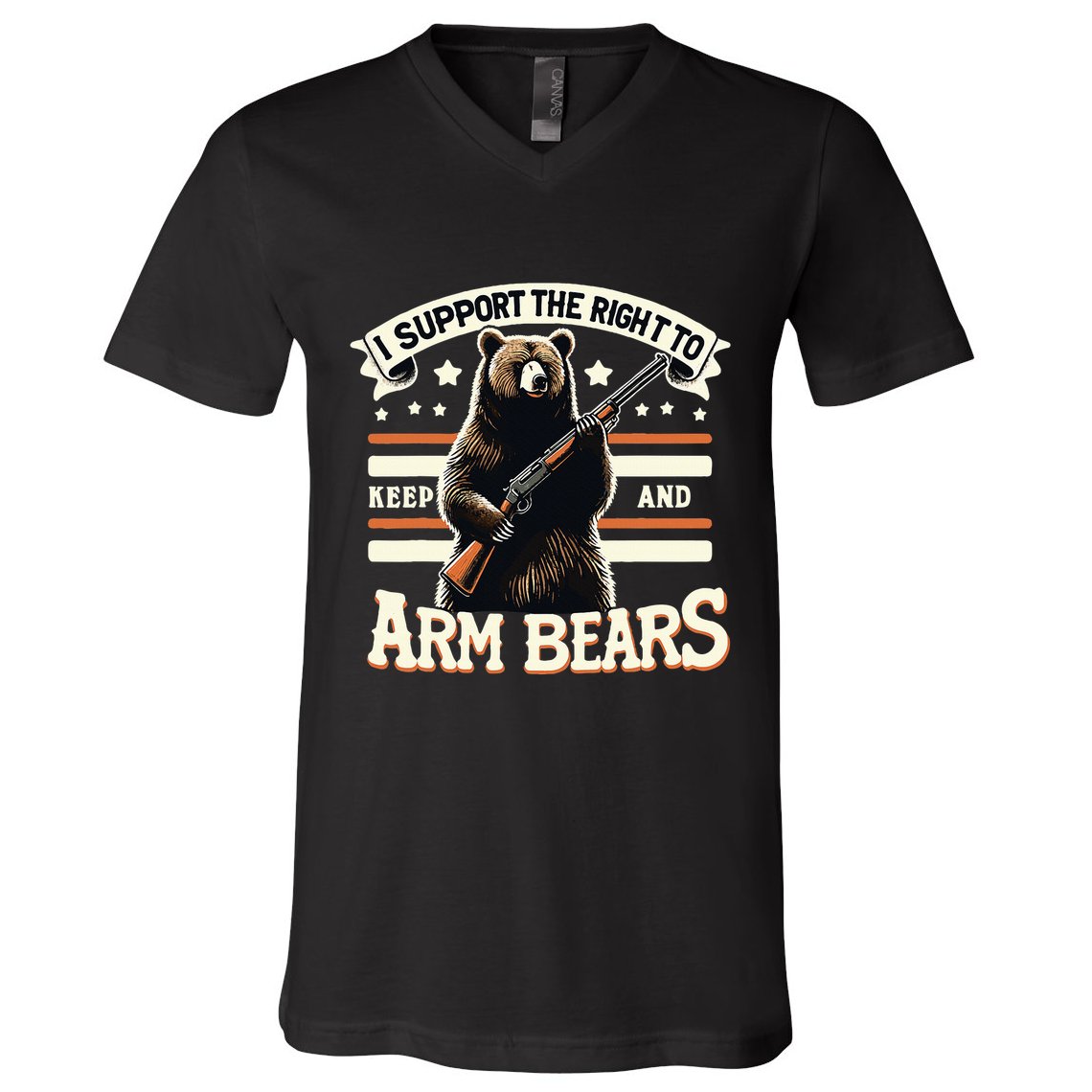 Support Right To Keep And Arm Bears Humorous Wildlife Rights V-Neck T-Shirt