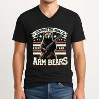 Support Right To Keep And Arm Bears Humorous Wildlife Rights V-Neck T-Shirt