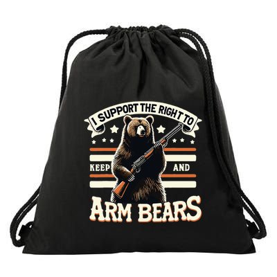 Support Right To Keep And Arm Bears Humorous Wildlife Rights Drawstring Bag