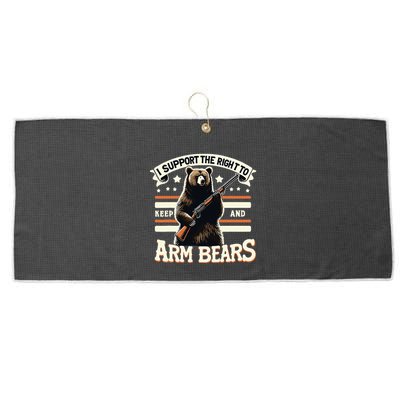 Support Right To Keep And Arm Bears Humorous Wildlife Rights Large Microfiber Waffle Golf Towel