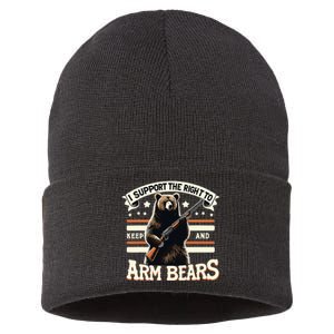 Support Right To Keep And Arm Bears Humorous Wildlife Rights Sustainable Knit Beanie