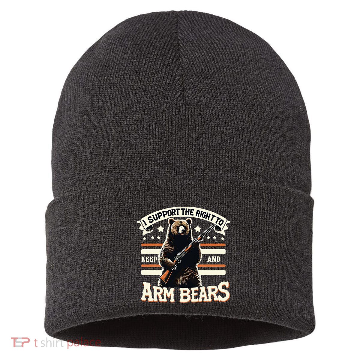 Support Right To Keep And Arm Bears Humorous Wildlife Rights Sustainable Knit Beanie