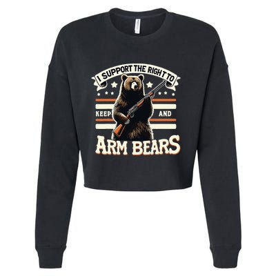 Support Right To Keep And Arm Bears Humorous Wildlife Rights Cropped Pullover Crew