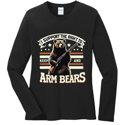 Support Right To Keep And Arm Bears Humorous Wildlife Rights Ladies Long Sleeve Shirt
