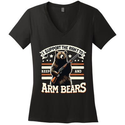Support Right To Keep And Arm Bears Humorous Wildlife Rights Women's V-Neck T-Shirt