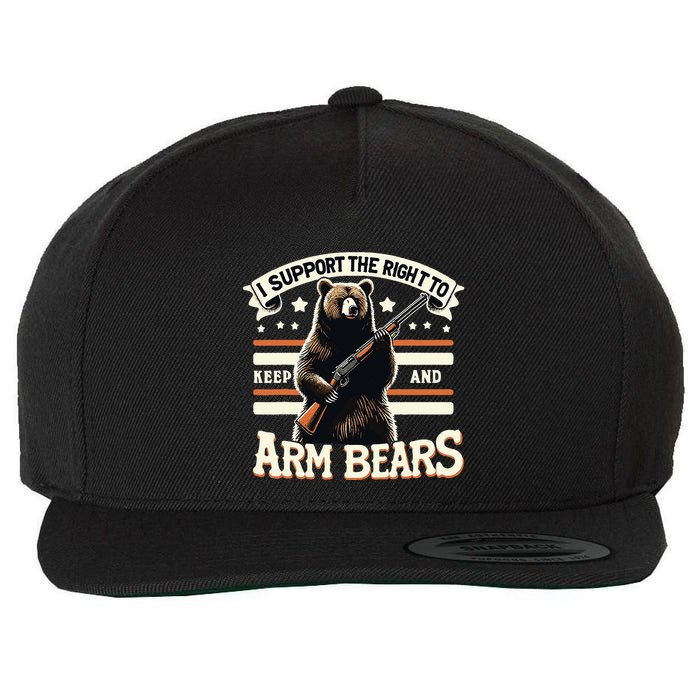 Support Right To Keep And Arm Bears Humorous Wildlife Rights Wool Snapback Cap