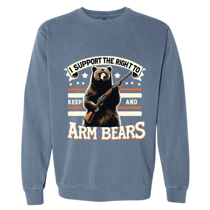Support Right To Keep And Arm Bears Humorous Wildlife Rights Garment-Dyed Sweatshirt
