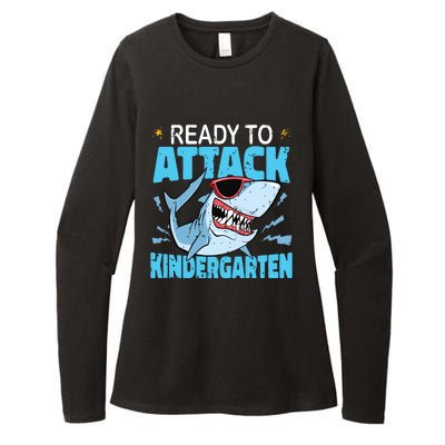 Shark Ready To Attack Kindergarten First Day Of School Womens CVC Long Sleeve Shirt