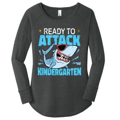 Shark Ready To Attack Kindergarten First Day Of School Women's Perfect Tri Tunic Long Sleeve Shirt