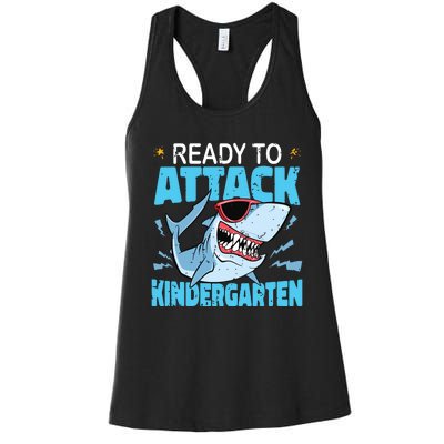 Shark Ready To Attack Kindergarten First Day Of School Women's Racerback Tank