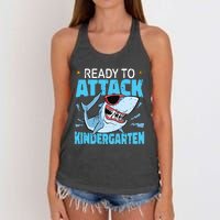 Shark Ready To Attack Kindergarten First Day Of School Women's Knotted Racerback Tank