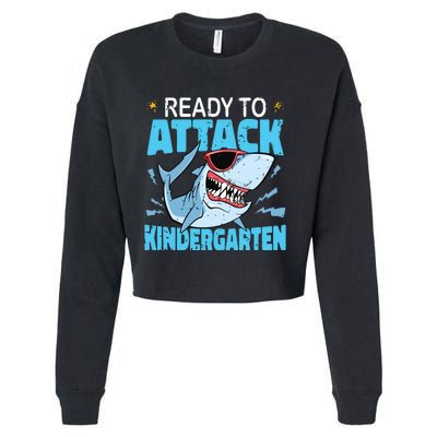 Shark Ready To Attack Kindergarten First Day Of School Cropped Pullover Crew