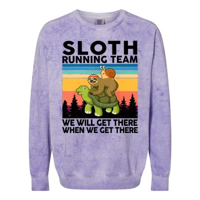 Sloth Running Team Women Men Gift Funny Running Colorblast Crewneck Sweatshirt