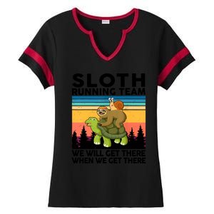 Sloth Running Team Women Men Gift Funny Running Ladies Halftime Notch Neck Tee