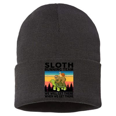 Sloth Running Team Women Men Gift Funny Running Sustainable Knit Beanie
