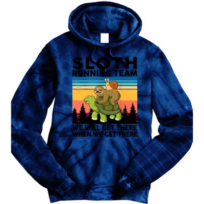 Sloth Running Team Women Men Gift Funny Running Tie Dye Hoodie