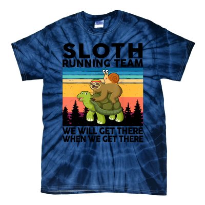 Sloth Running Team Women Men Gift Funny Running Tie-Dye T-Shirt