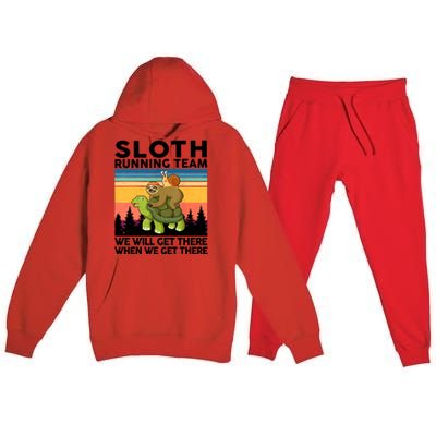 Sloth Running Team Women Men Gift Funny Running Premium Hooded Sweatsuit Set