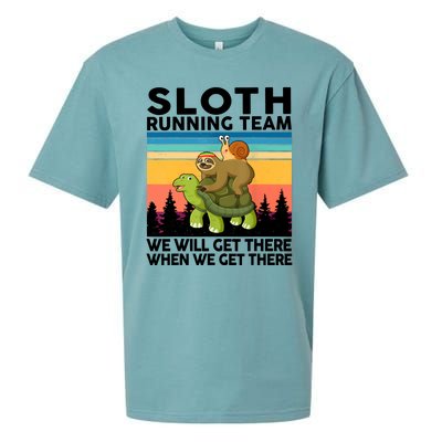 Sloth Running Team Women Men Gift Funny Running Sueded Cloud Jersey T-Shirt