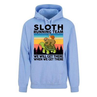 Sloth Running Team Women Men Gift Funny Running Unisex Surf Hoodie