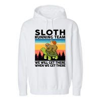 Sloth Running Team Women Men Gift Funny Running Garment-Dyed Fleece Hoodie