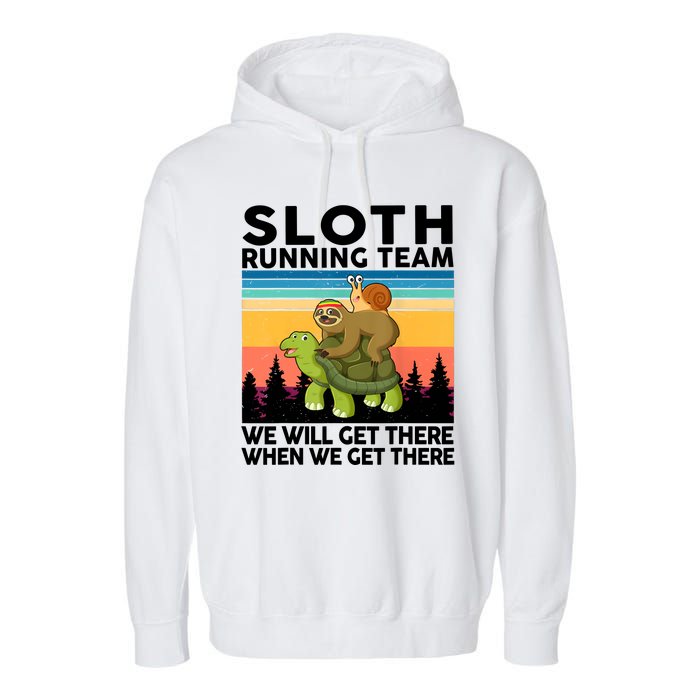 Sloth Running Team Women Men Gift Funny Running Garment-Dyed Fleece Hoodie