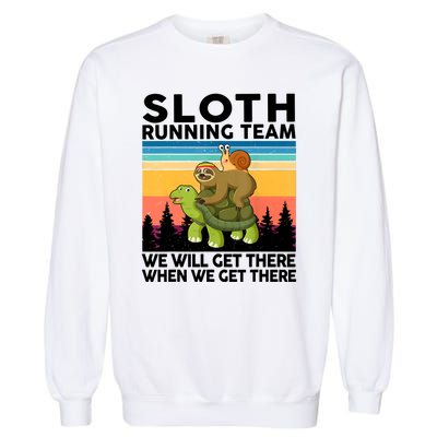 Sloth Running Team Women Men Gift Funny Running Garment-Dyed Sweatshirt