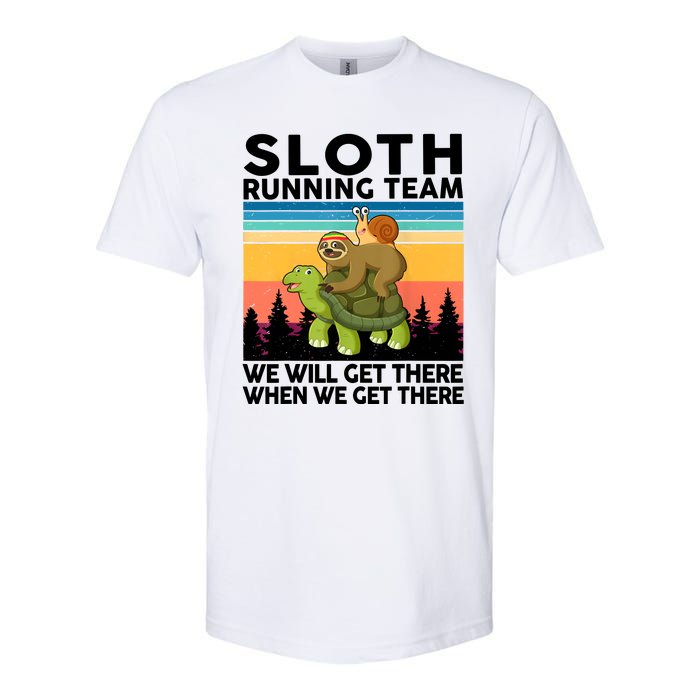 Sloth Running Team Women Men Gift Funny Running Softstyle CVC T-Shirt