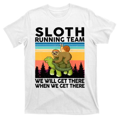 Sloth Running Team Women Men Gift Funny Running T-Shirt