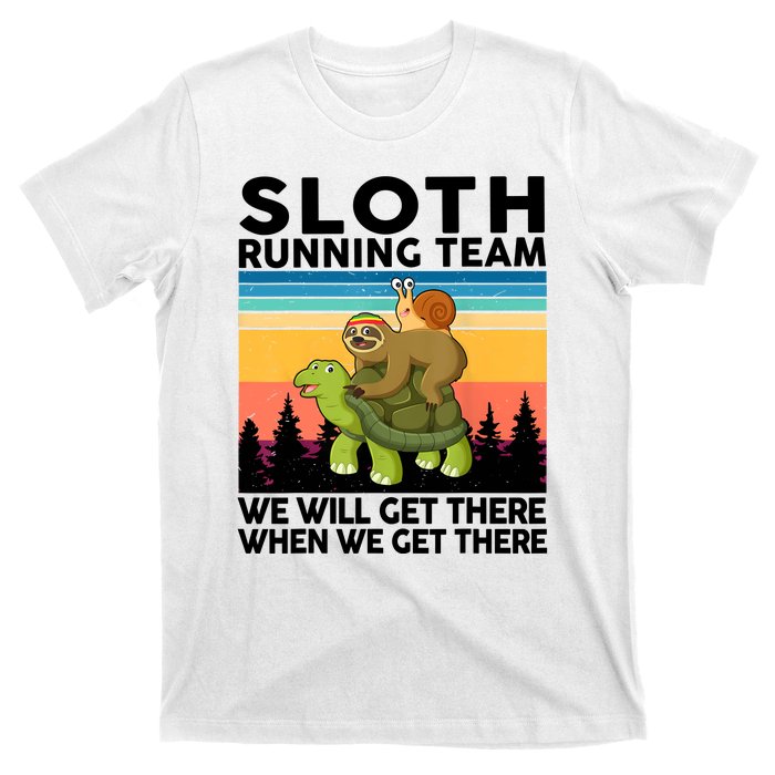 Sloth Running Team Women Men Gift Funny Running T-Shirt