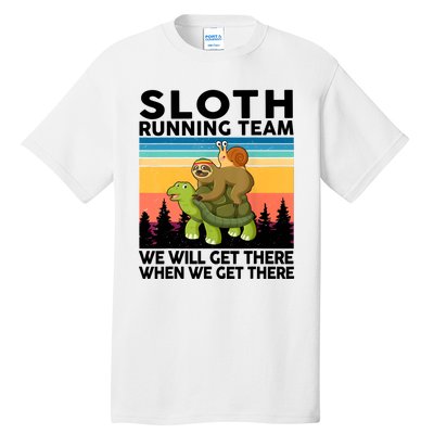 Sloth Running Team Women Men Gift Funny Running Tall T-Shirt