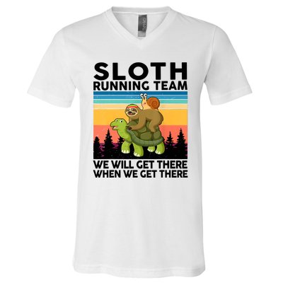 Sloth Running Team Women Men Gift Funny Running V-Neck T-Shirt