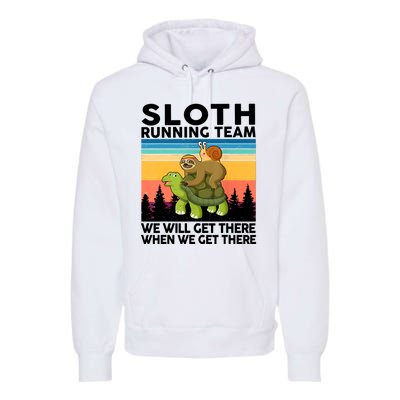 Sloth Running Team Women Men Gift Funny Running Premium Hoodie