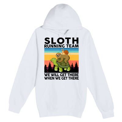 Sloth Running Team Women Men Gift Funny Running Premium Pullover Hoodie