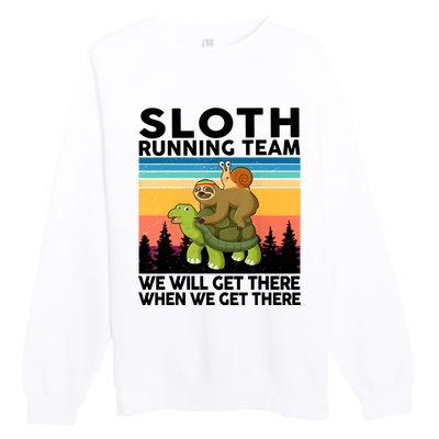 Sloth Running Team Women Men Gift Funny Running Premium Crewneck Sweatshirt