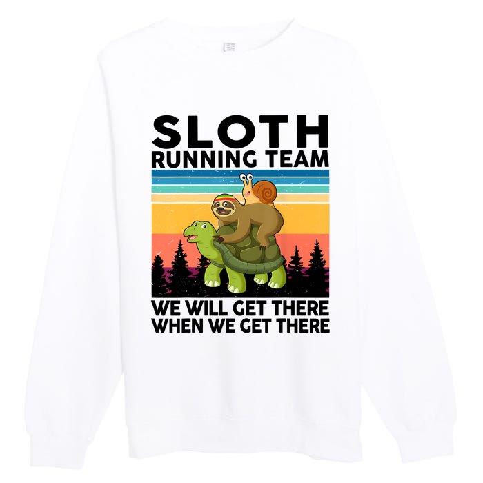 Sloth Running Team Women Men Gift Funny Running Premium Crewneck Sweatshirt