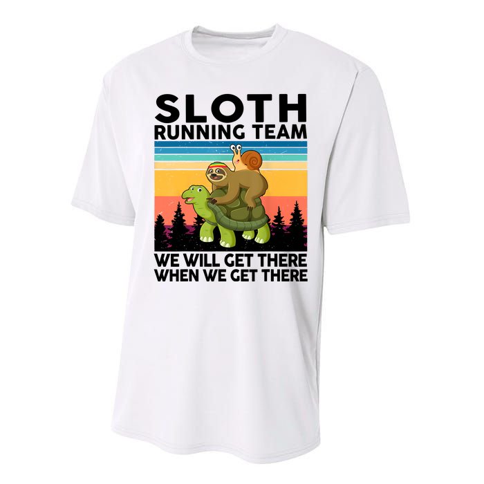 Sloth Running Team Women Men Gift Funny Running Performance Sprint T-Shirt