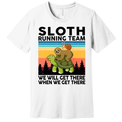 Sloth Running Team Women Men Gift Funny Running Premium T-Shirt